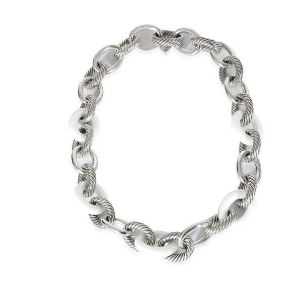 David Yurman Oval Link Necklace in Sterling Silver With Ceramic - Picture 2 of 4